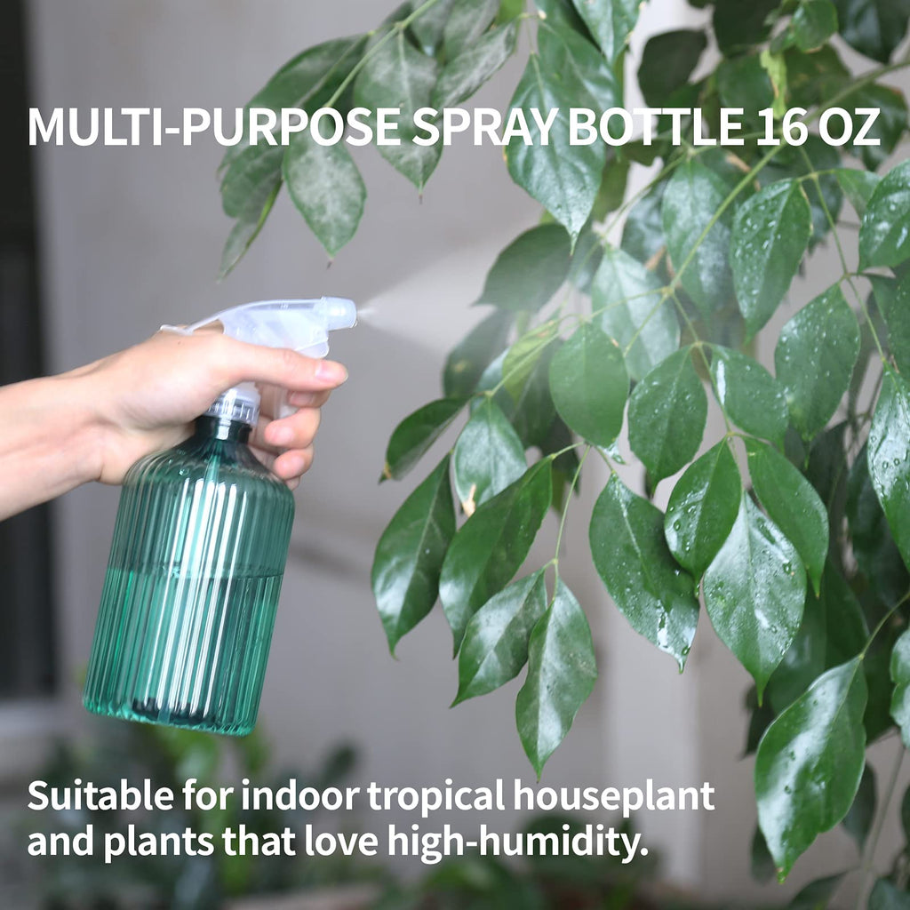 ONEDONE Watering Can Indoor Plants, Long Spout Plant Watering Can 1L 34oz, Small Watering Can for House Plants Garden Potted Flowers Green with Bonus Spray Bottle, Squeeze Bottle
