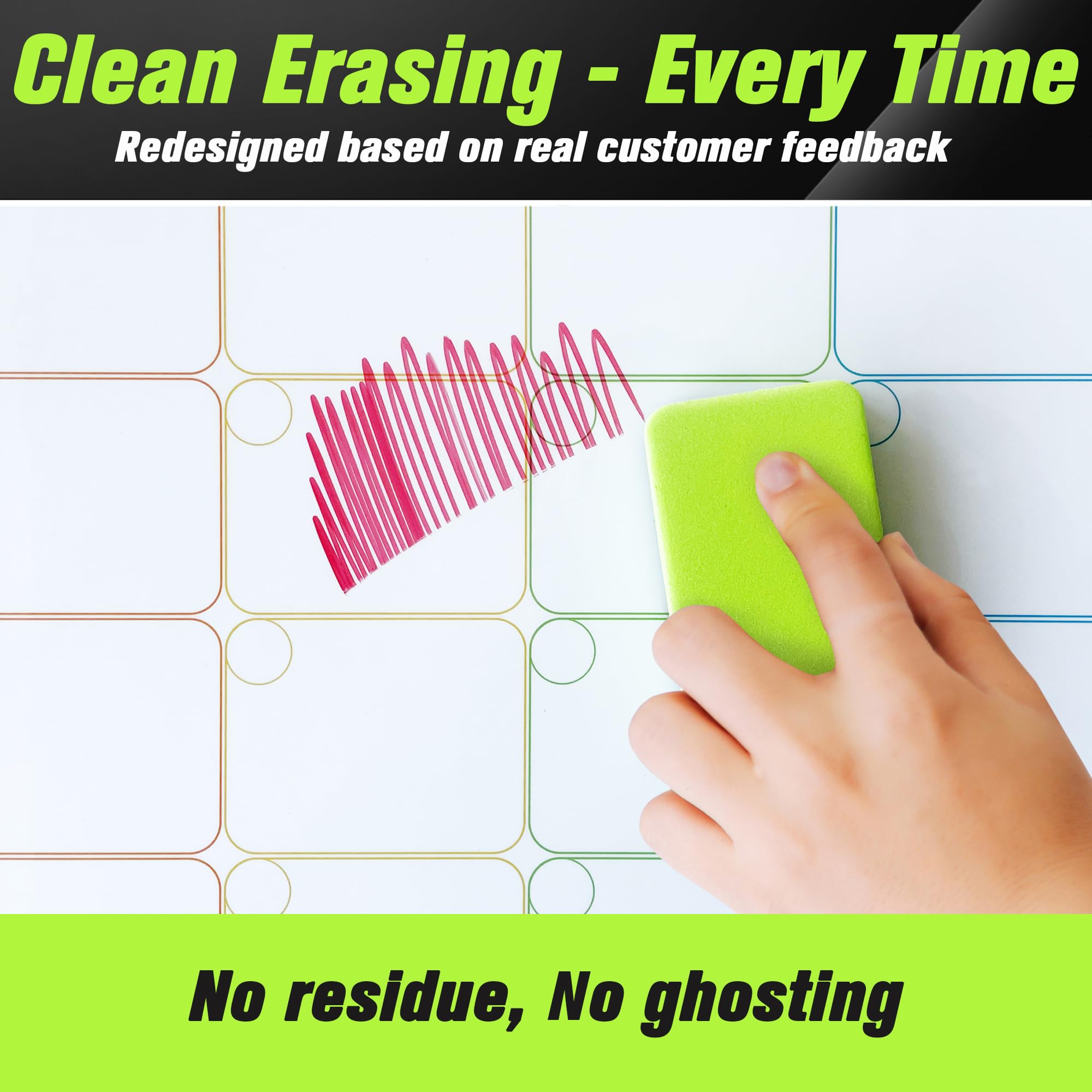 Magnetic Calendar for Fridge, Dry Erase Whiteboard Calendar Monthly Planner, 6-Week Layout, Easy to Clean, Extra-Thick Strong Magnetic Hold, Includes Dual-Magnet Markers & Eraser 43 x 33 cm