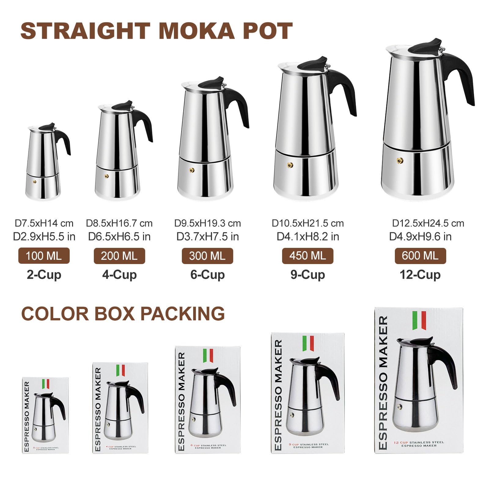 DITOSH 12 Cup Stovetop Espresso Maker Stainless Steel Moka Pot Espresso Maker Percolator Italian Coffee Maker Capable Mocha Coffee Machine Cafe Classic Maker for Home & Camping 600ml 20oz