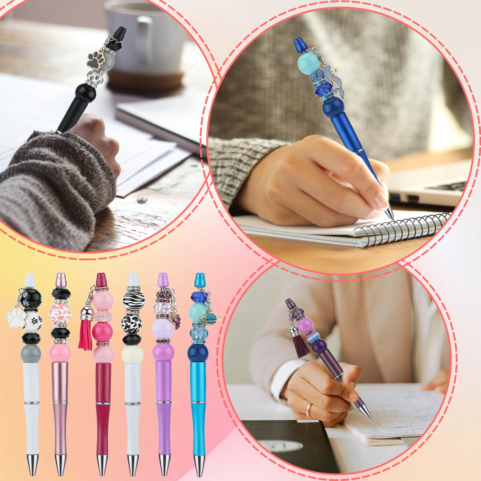 HUAAPLEVLA 12pcs DIY Beadable Pens Bulk Pens for Beads Beaded Pen Kit for Students Teacher Office Supplies DIY Making Gifts(Blue)