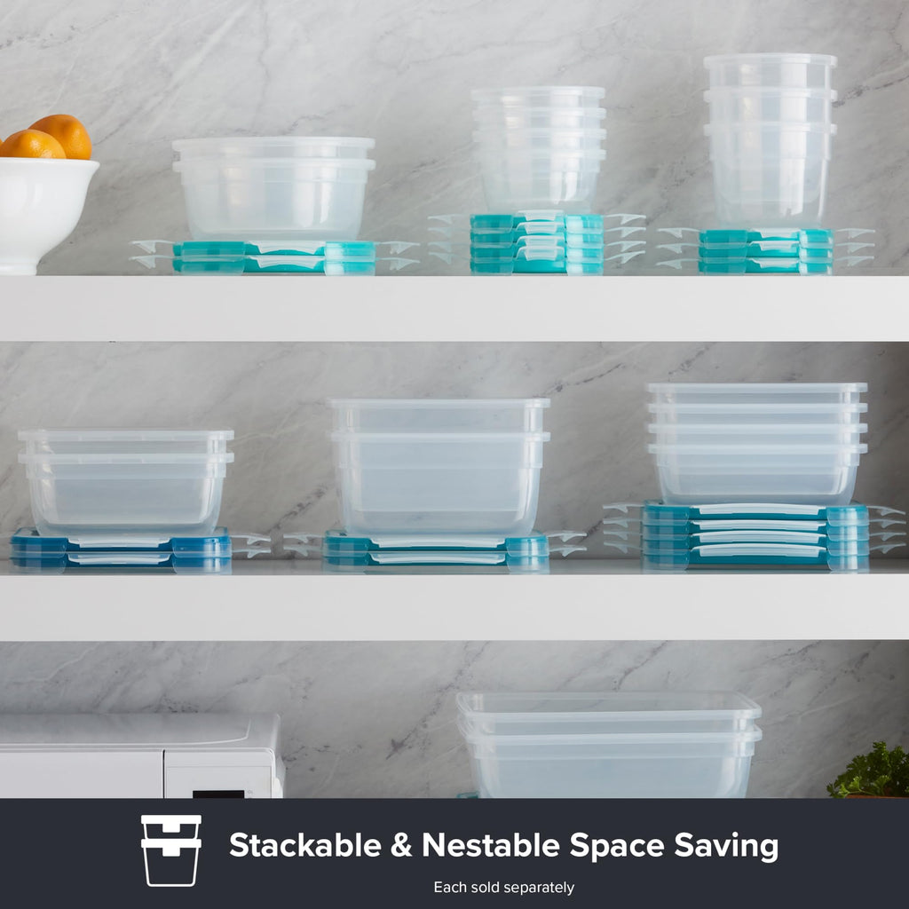 Snapware Total Solution 16-Pc Plastic Food Storage Containers Set, 2-Cup & 1-Cup Round Meal Prep Container, BPA-Free Lids with 4 Locking Tabs, Microwave, Dishwasher, and Freezer Safe