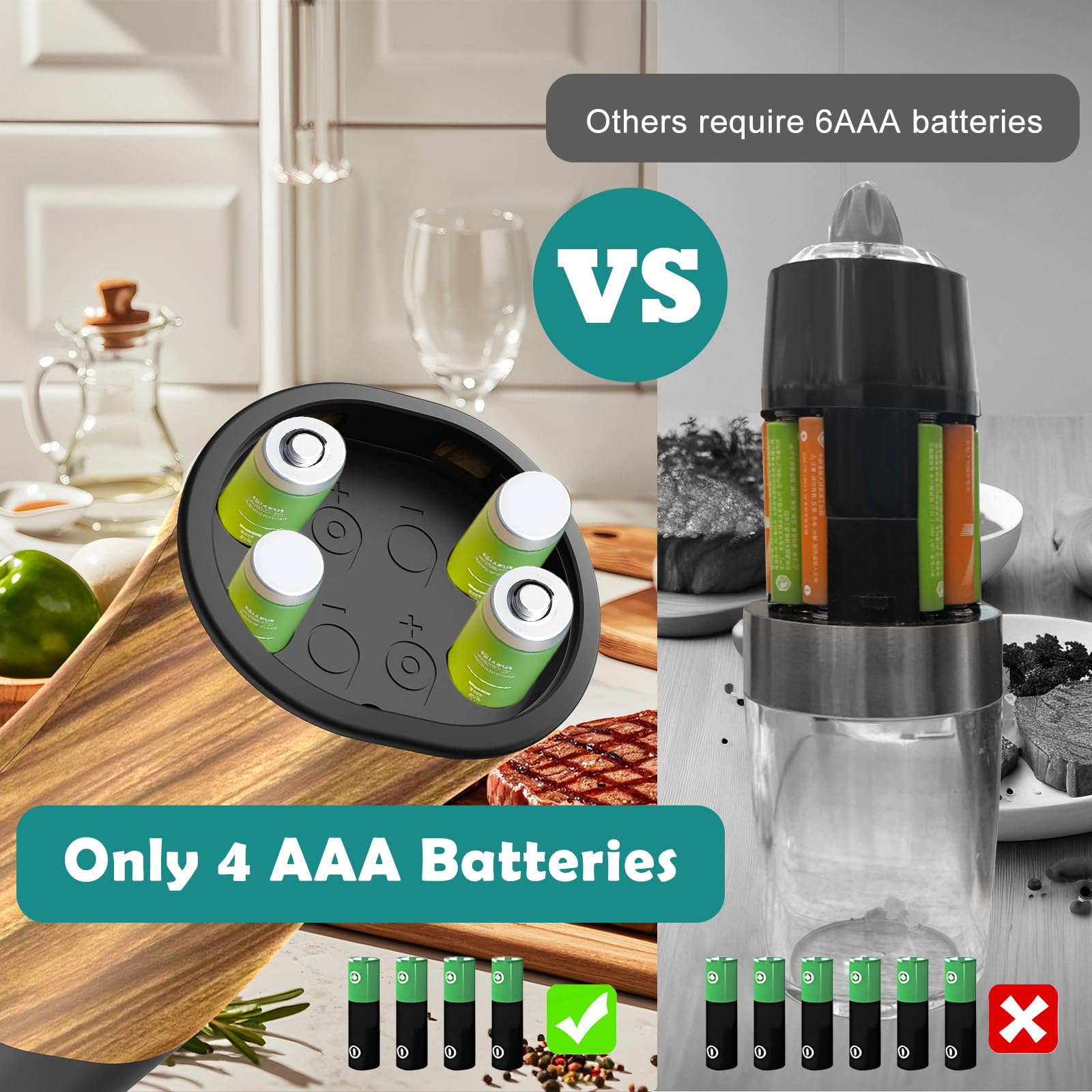 Electric Pepper Grinder Salt Mill: - Salt and Pepper Grinder with Ceramic Grind Portable Button Switch Battery Powered Salt Pepper Grinders Set Adjustable Coarseness Seasoning Mill