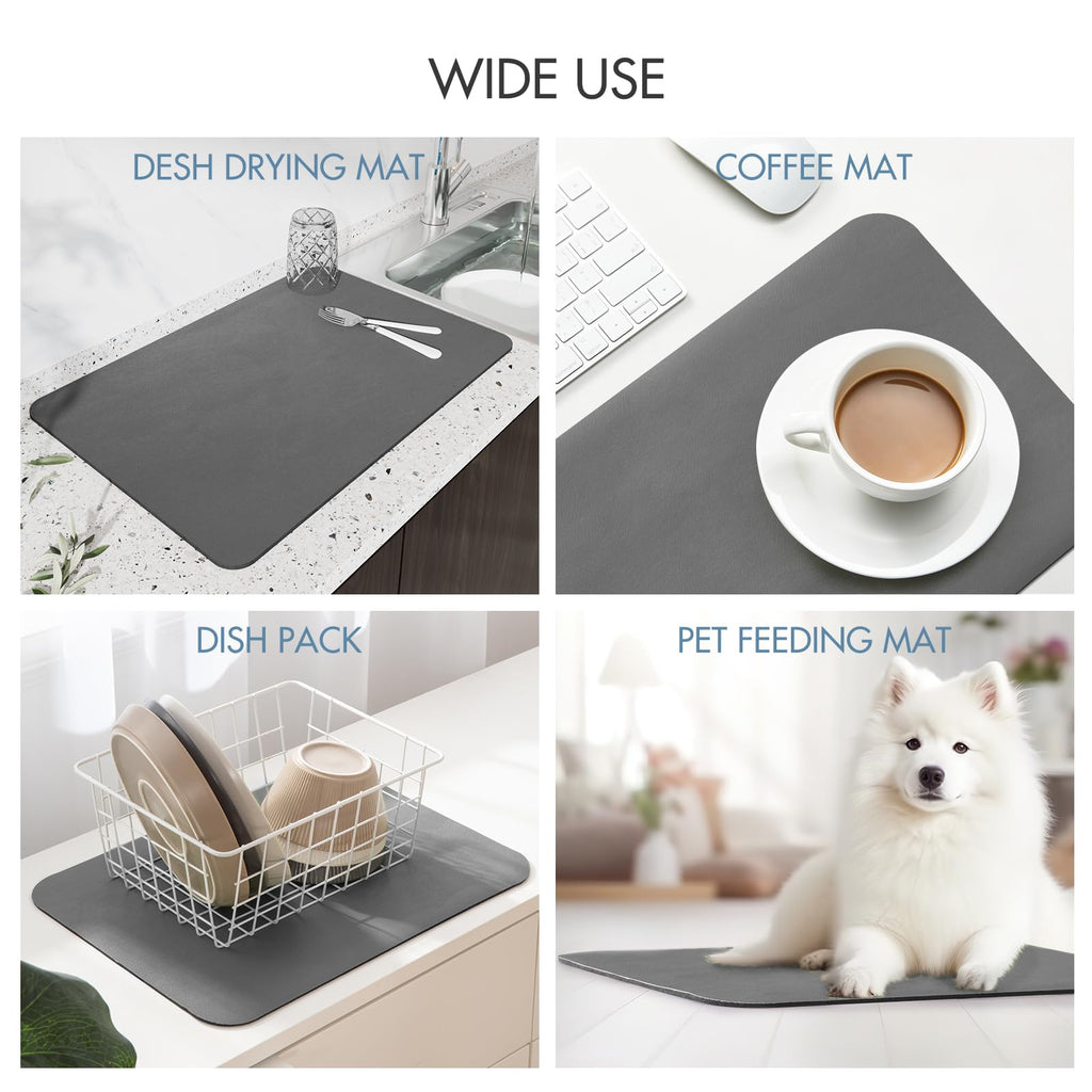 Drying Mat for Kitchen Countertops, Coffee Mat Hide Stain Rubber Backed Absorbent Dish Drying Mat
