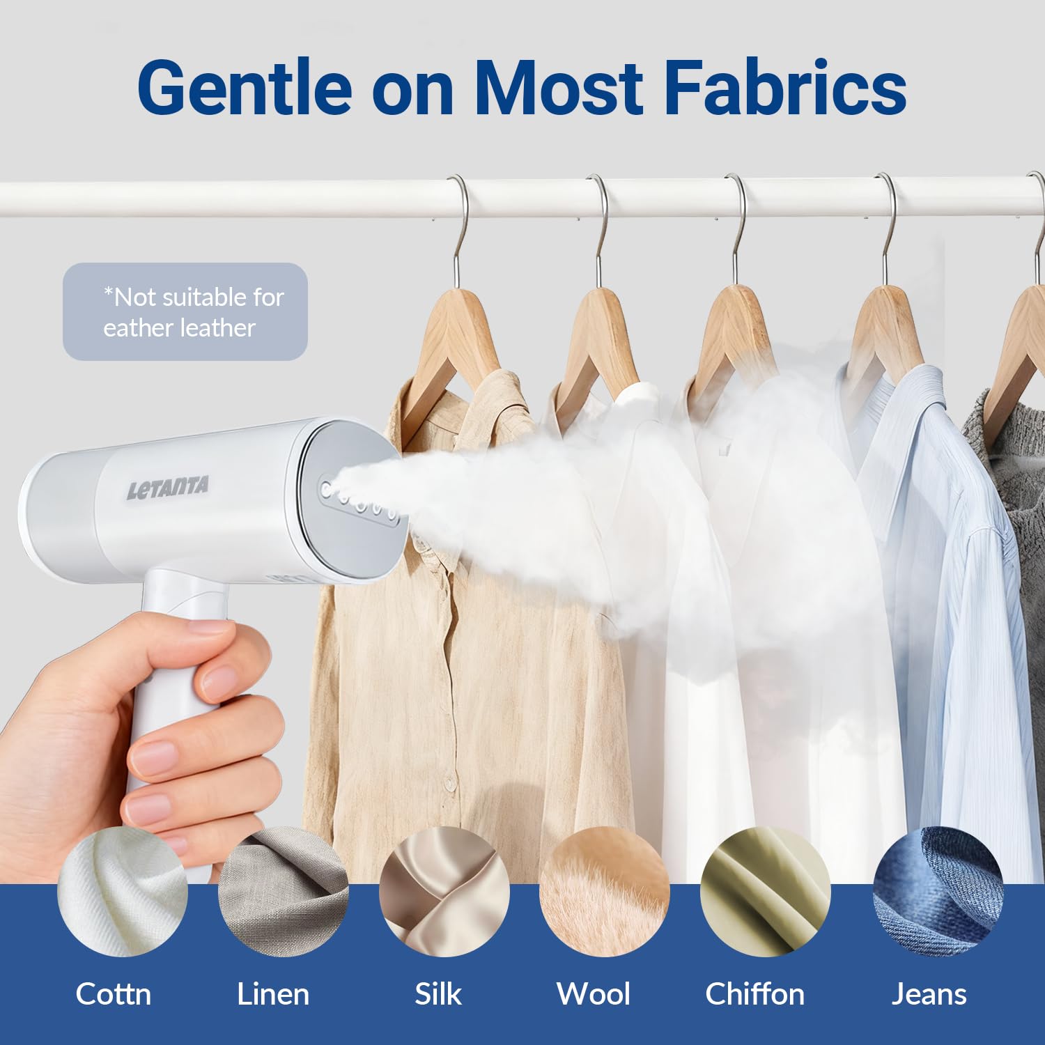 Letanta 2026 Foldable Clothes Steamer, 800W Portable Handheld Garment Steamer for Clothes, 25s Fast Heat-Up, Travel Steam Iron with 150ml Water Tank and Fabric Brush, Ideal for Home, Office & Travel