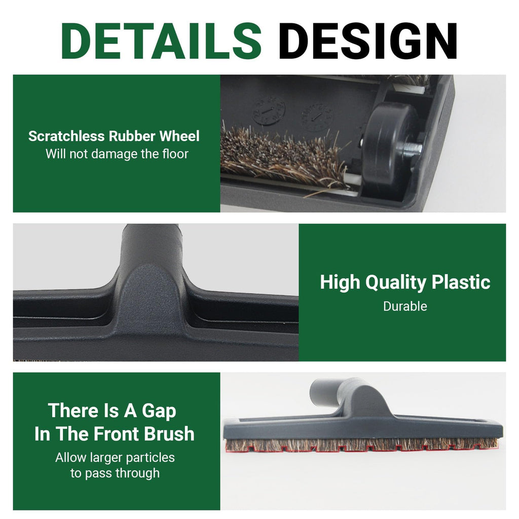 EZ SPARES Universal Horsehair Vacuum Brush Head,12" Lengthen Soft Bristle Tool for Hardwood Floor Vacuum Attachment,Compatible with Hoover,Eureka,Royal,Dirt Devil,Rainbow,Most Brand(Include a Adapter)