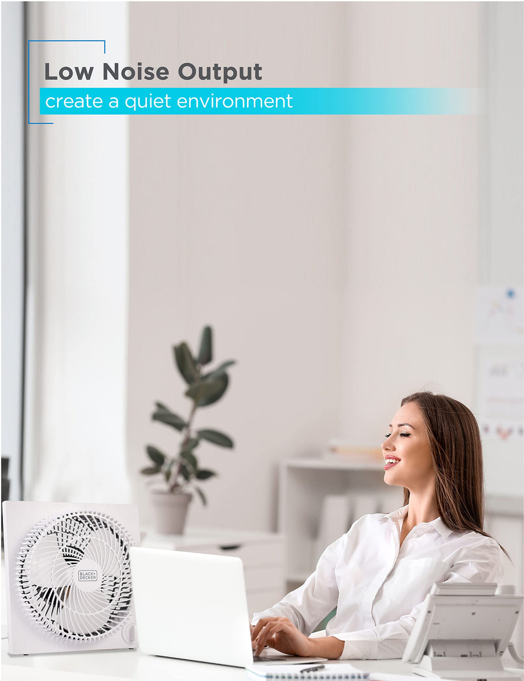 Black & Decker 9 in. Frameless Tabletop Box Fan, White