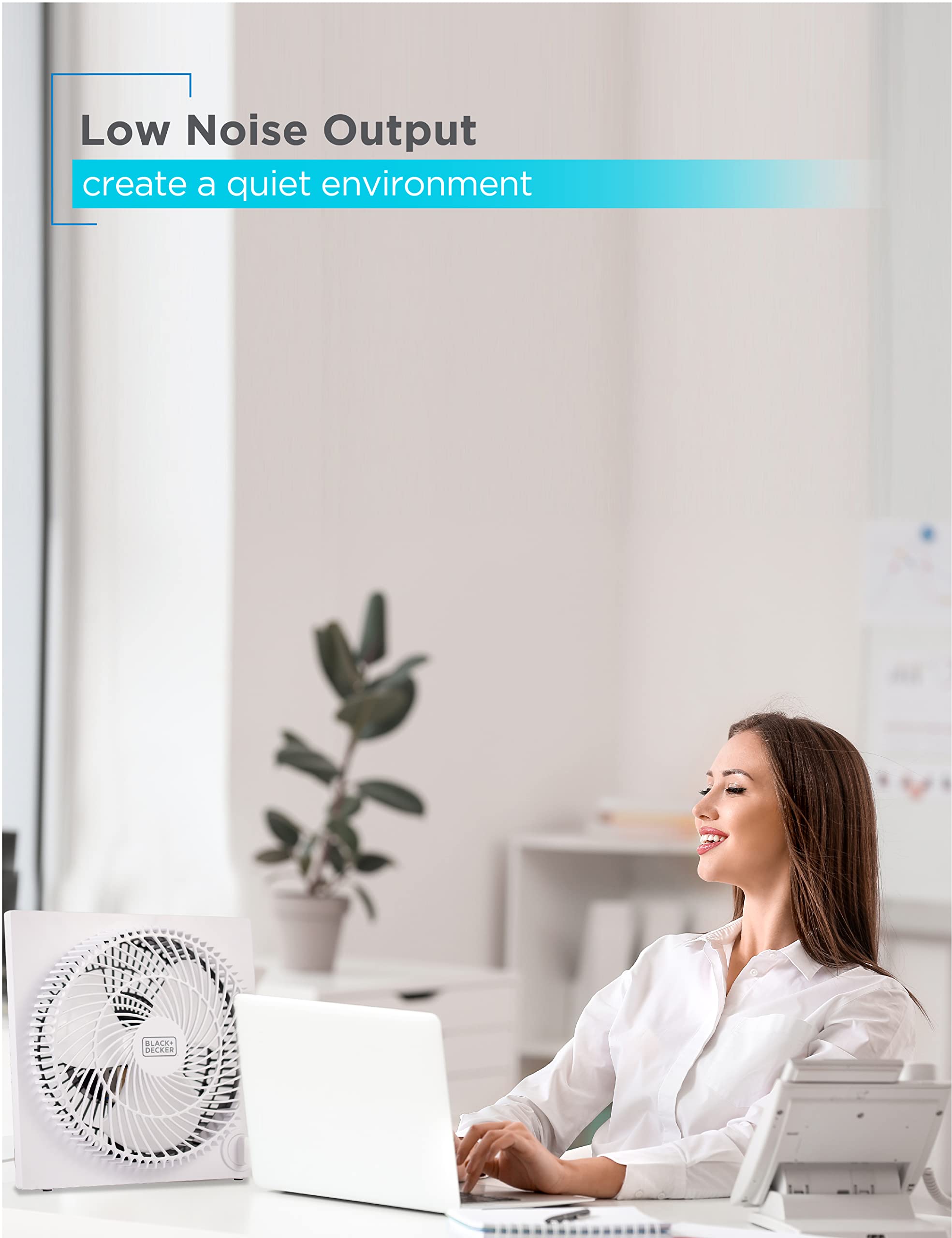 Black & Decker 9 in. Frameless Tabletop Box Fan, White