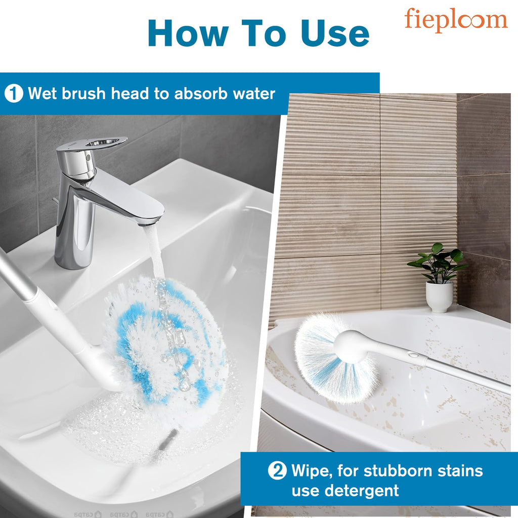 Fieploom Tub Tile Scrubber Brush with 48" Long Handle, 2026 Version 1 Pc Non-Scratch Soft Tub Mop, All-in-One Adjustable Bathroom Brush for Bathtub, Shower, Sink, Faucet, and Wall Tile (1)