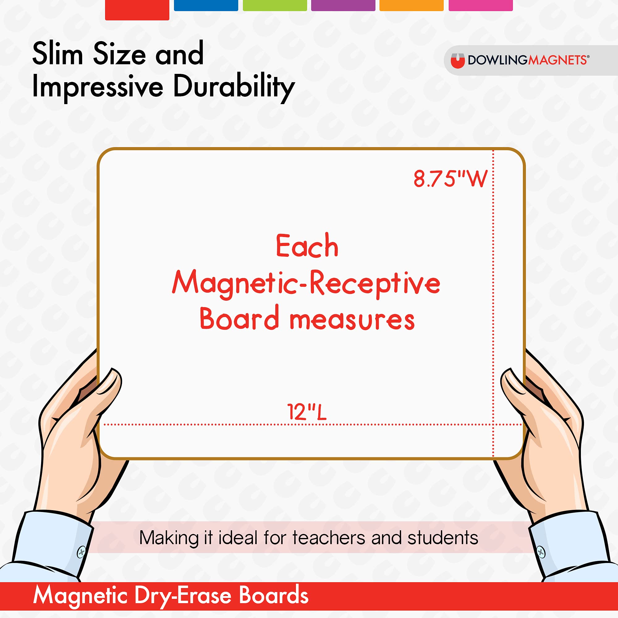 Dowling Magnets Magnetic Dry-Erase Boards (Double-Sided Blank), 5 Pack, 12" Long x 8.75" Wide (735207)