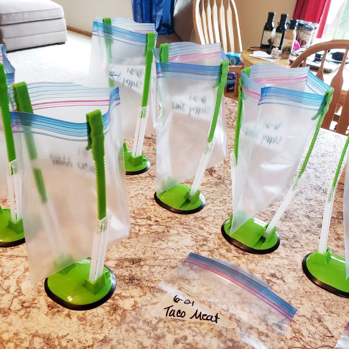 Ruibo Baggy Rack Holder for Food Prep Bag/Plastic Freezer Bag/Ziplock Bag Stand, Meal Planning/prep Holders,8 Pack Green Pack of 8