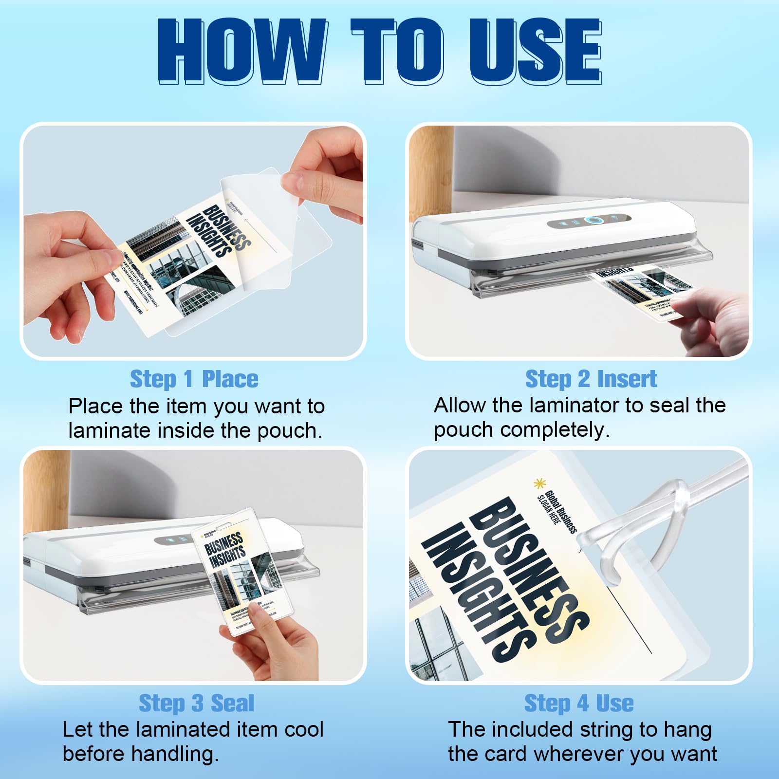 100 Pack 5 Mil Laminating Pouch with Clear Loop 2 1/2" x 4 1/4" Luggage Tag Laminating Pouches with Slot Hole Thermal Laminate Pouch Tags Kit Resealable for Work Permits Pass Cards Student ID Cards