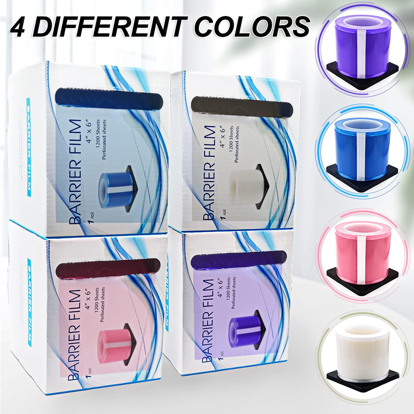 Keedolla Black Barrier Film Roll with Dispenser Box, 4" x 6" Tattoo Barrier Tape Protective Adhesive Film Perforated Dental Disposable Plastic Sheets, 1200 Sheets|1 Roll