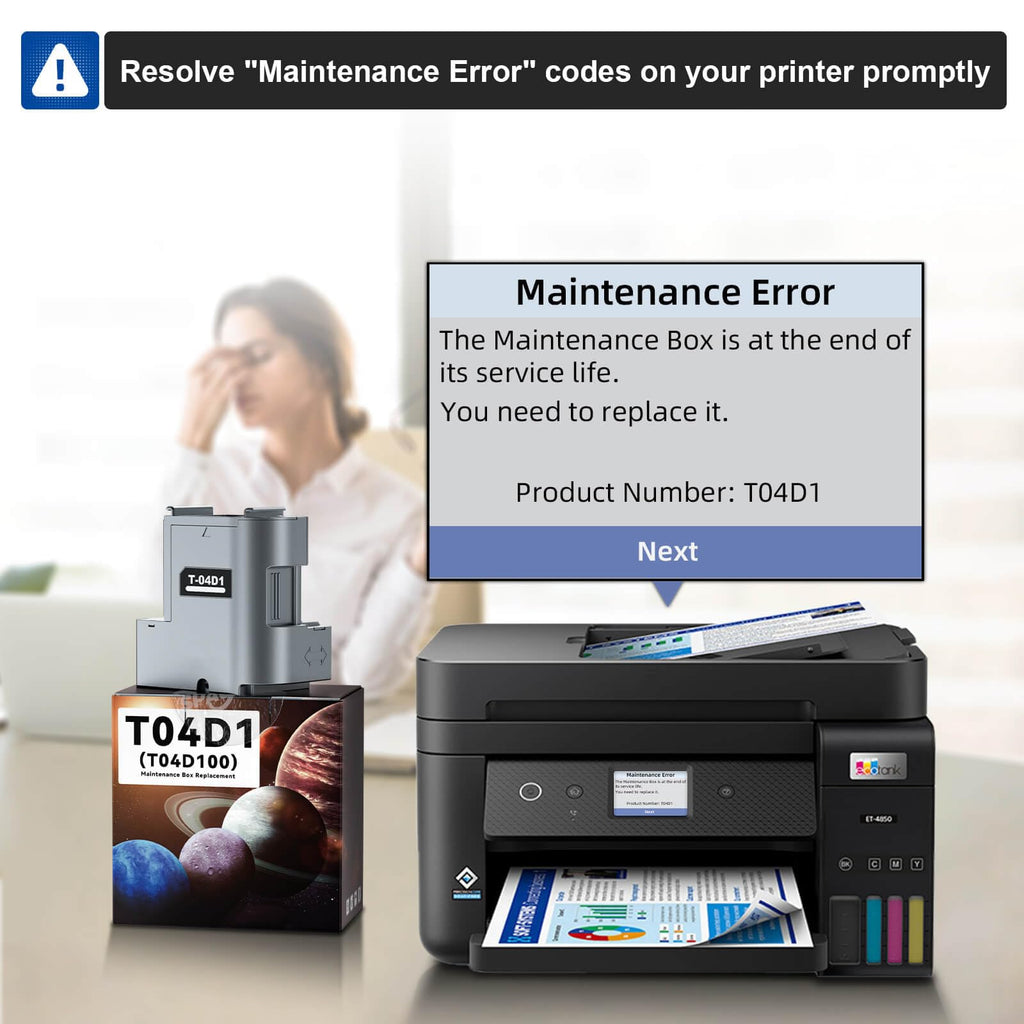 T04D1 Ink Maintenance Box for ET-15000 ET-3750 ET-3760 ET-4750 ET-4760 ET-3850 ET-4850 WF-2860 XP-5100 ET-3710 ET-5150 ET-3830 ST-M1000 ST-3000 ET-M2170 Printers. TO4D1/TO4D100/EWMB2/04D1