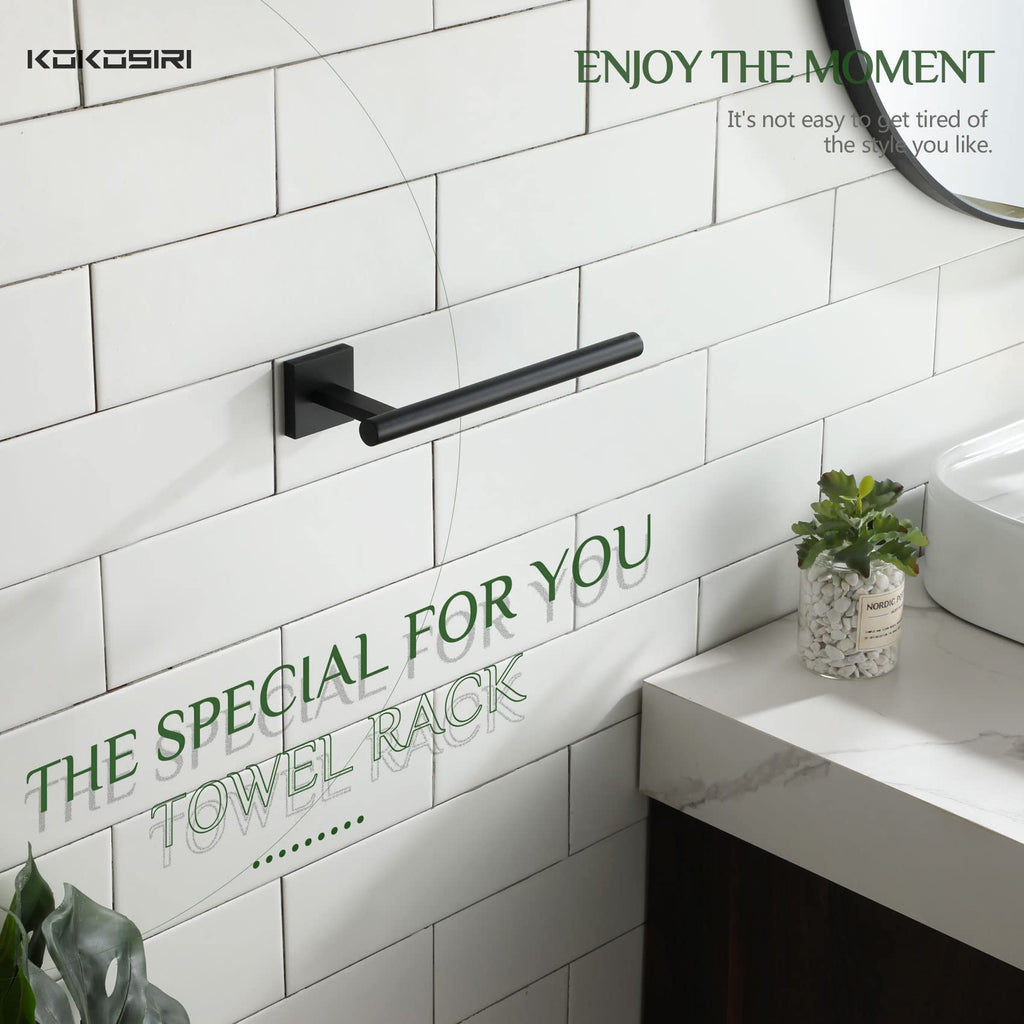 KOKOSIRI Towel Bar Matte Black Bathroom Hardware Hand Towel Rails Wall Mounted Kitchen Toilet Cabinet Paper Holder, Stainless Steel B3008BK