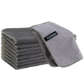 KinHwa Microfiber Dish Cloths Super Absorbent Kitchen Wash Cloth Dish Rags for Washing Dishes Fast Drying Cleaning Cloth with Scrub Side (Grey, 10inch X10inch 9Pack)