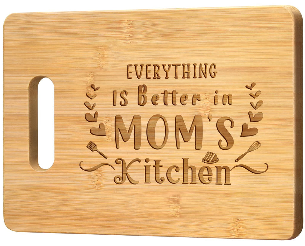 Pandasch Gifts for Mom, Mom Birthday Gifts from Daughters Son, Unique 11x8.5inch Engraved Bamboo Cutting Board for Birthday Christmas, Best Presents for Mother