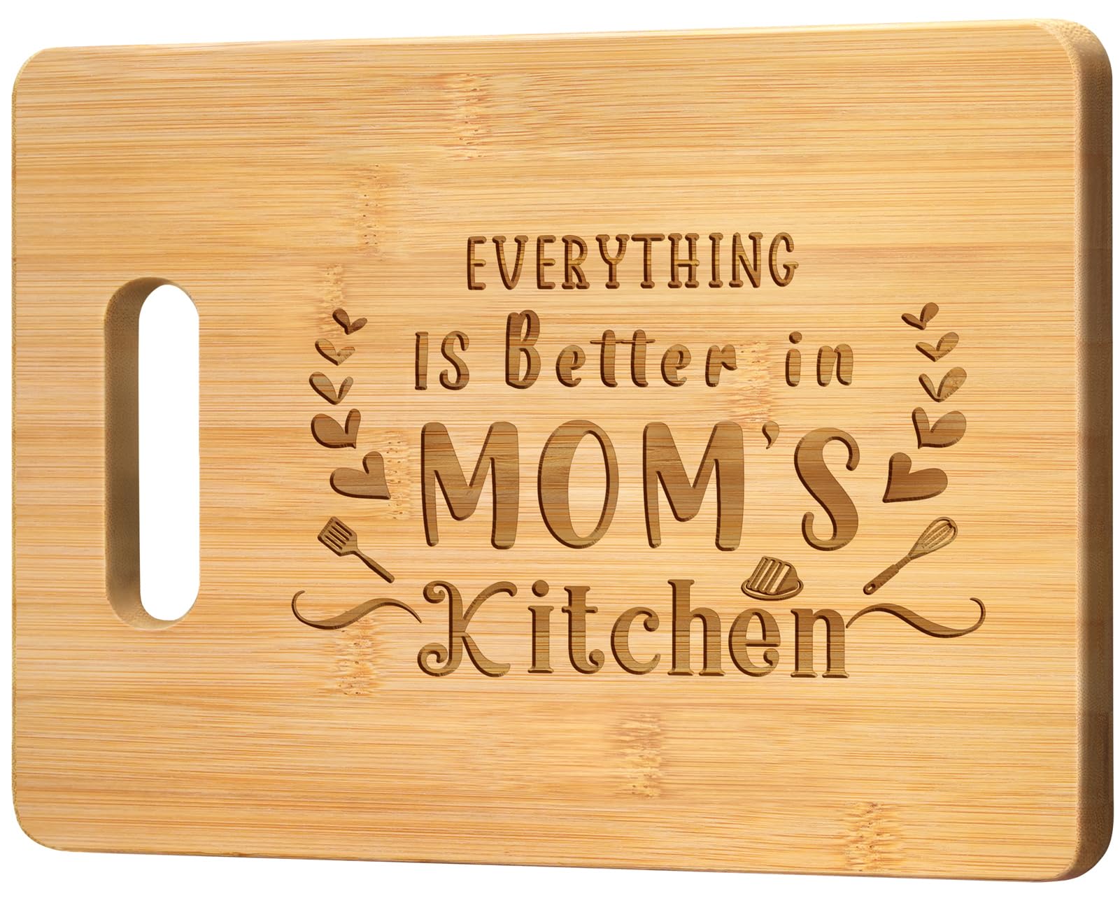 Pandasch Gifts for Mom, Mom Birthday Gifts from Daughters Son, Unique 11x8.5inch Engraved Bamboo Cutting Board for Birthday Christmas, Best Presents for Mother