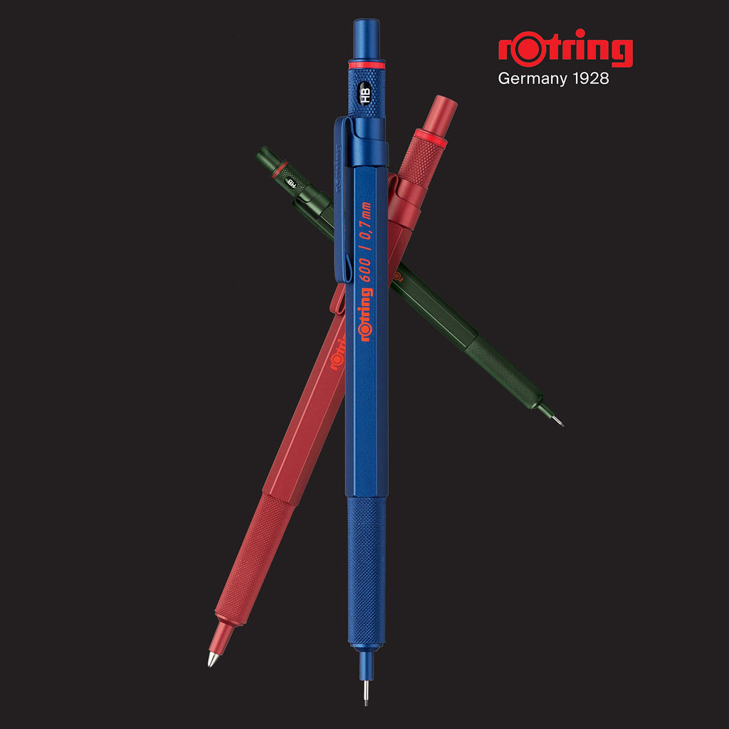 Rotring 600 Mechanical Pencil HB 0.7 mm Blue All-Metal Body Hexagonal Barrel