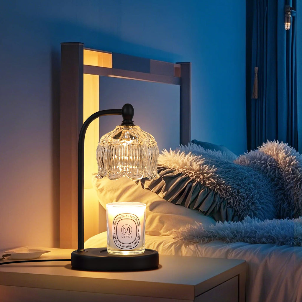 Electric Candle Warmer Lamp with Timer and Dimmer,Flameless Wax Black Melt Warmer with 2 Bulbs for Jar Candles,House Warming Gifts New Home Decor for Mothers Day Gifts Birthday Gift