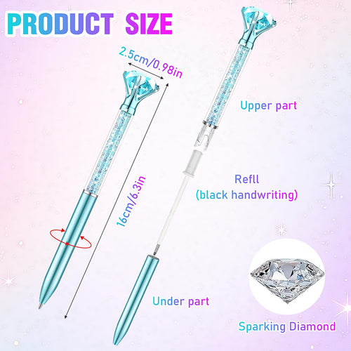 48 Pcs Diamond Pens, 0.7mm Black Ink Pens Bulk, Retractable Ballpoint Pen, Bling Crystal Pens for Engagement Wedding Signing Pen, Bridal Shower Gifts, Birthday Party Favors (2 Styles, 4 Colors)
