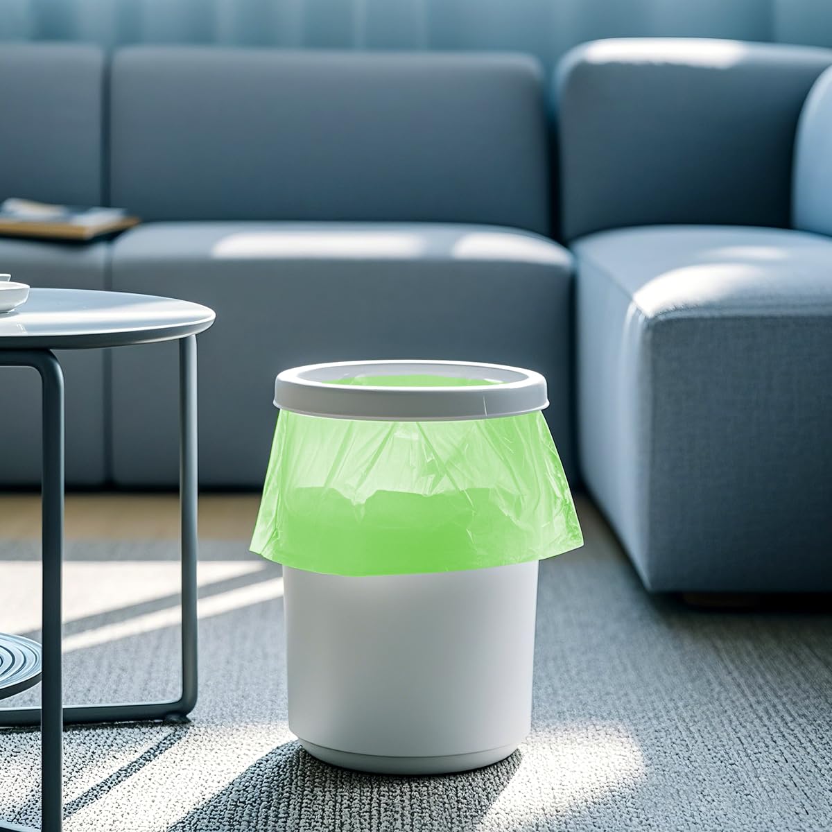 Expspru 4 Gallon Small Garbage Bags 15L Biodegradable Trash Bags - Heavy Duty Compostable Bags for Bathroom, Office, Bedroom, Kitchen, Durable & Leak-Proof, 120 Count Green