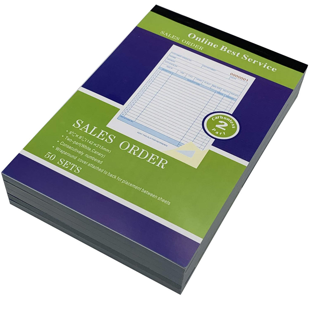 10 Pack Large Sales Order Book Receipt Invoice Duplicate Carbonless 50 Sets 5.9/16" X 8.7/16" (10 pck Vertical)
