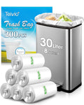 30 Liter 200 Counts Strong Unscented Medium Trash Bags,Fit 8 Gallon Garbage Bags by Teivio, 30L Thick Bathroom Can Bin Liners,Plastic Bags for Home Office Kitchen, Fit 7,8,9,10 Gal Wastebasket, Clear