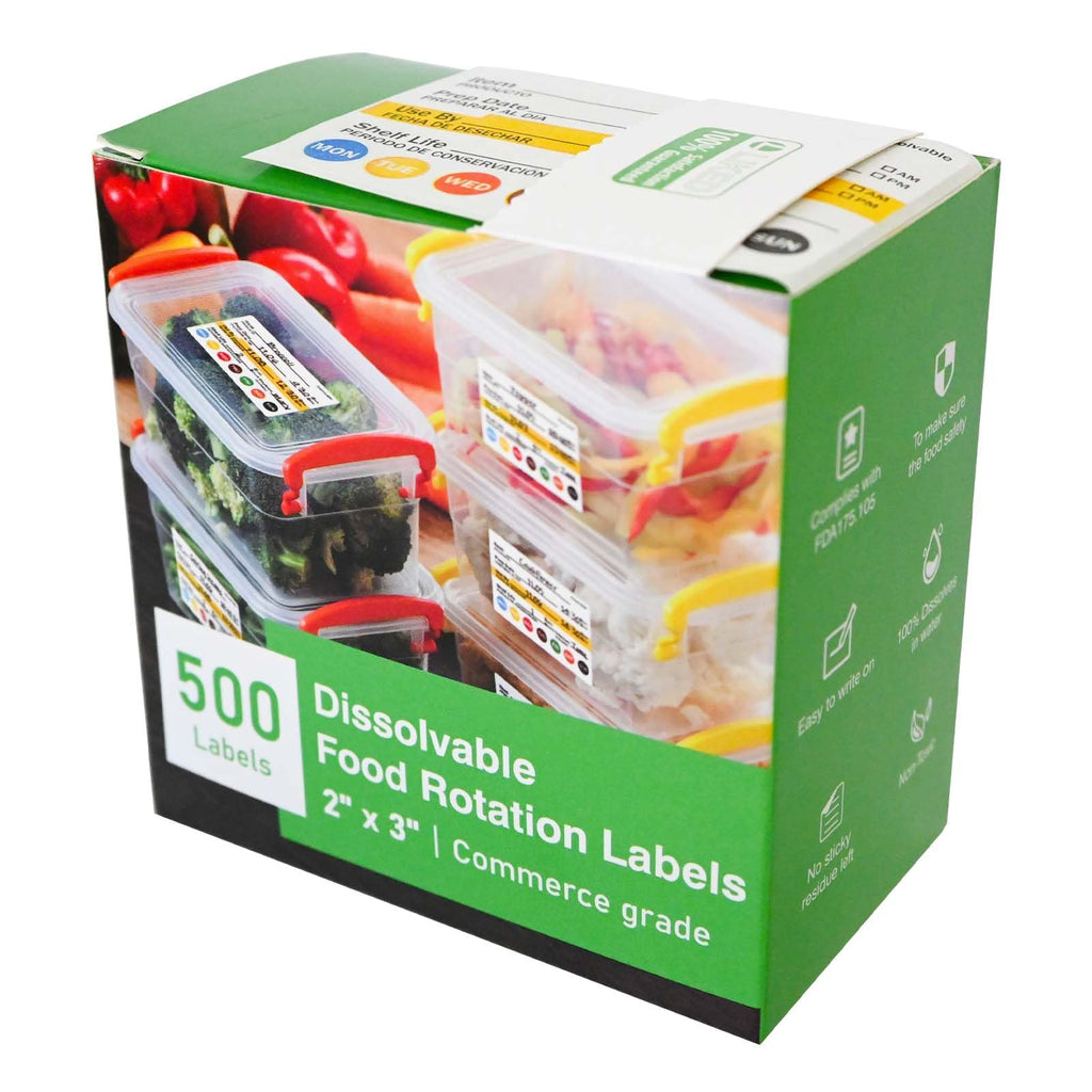 L LIKED 2x3 Inches Dissolvable Food Rotation Labels, 500 Pcs Dissolved Freezer Labels for Storage Containers, Canning, Jam Jar, Mason Jars