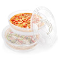 Lawei 2 Pack 12 Inch Food Storage Container with Lid and Handle, 2 Compartment Leak-Proof Pie Carrier & Pizza Keeper, Reusable Pizza Storage Container for Cake, Cheesecake, Tortilla, Picnic, Pastry