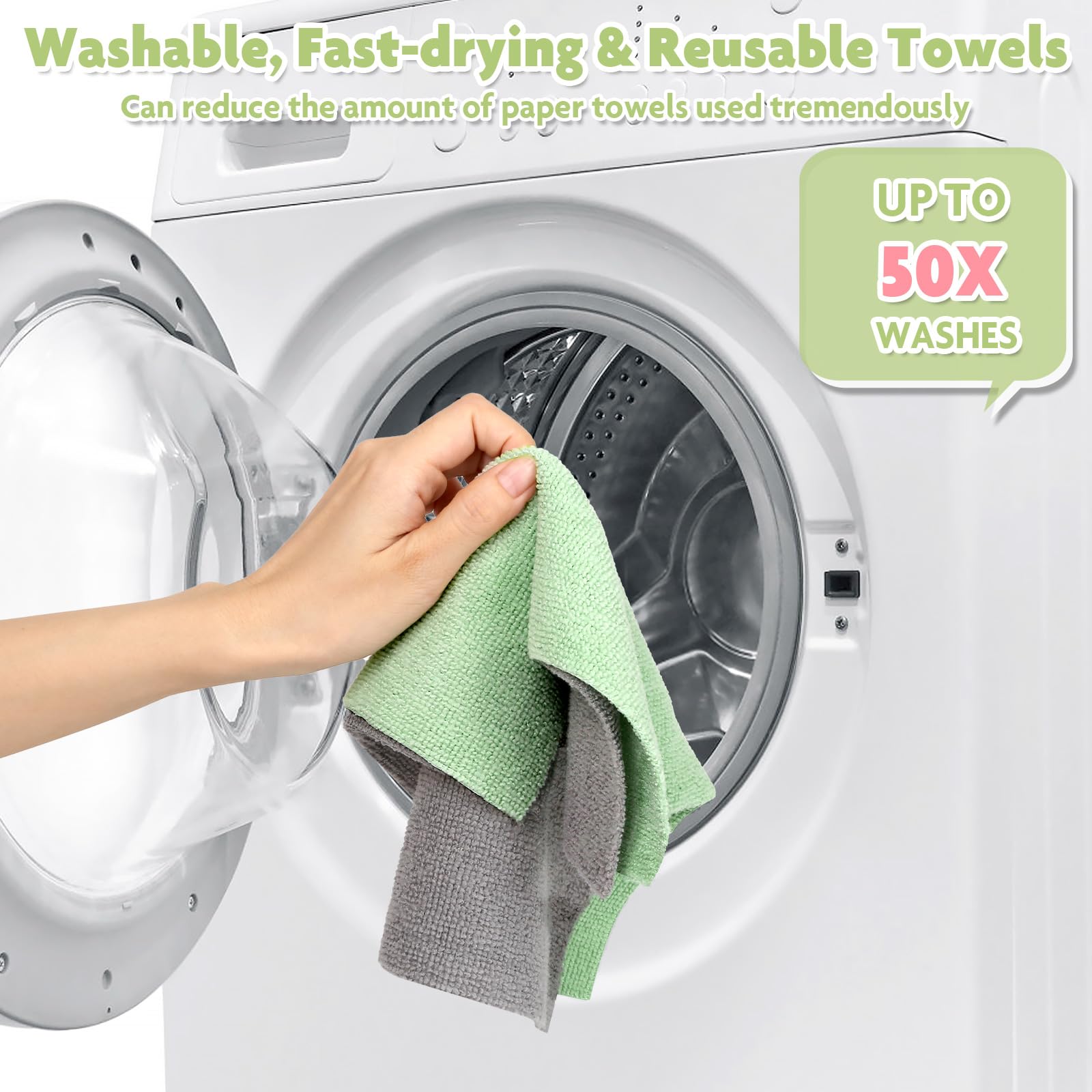 3 Colors Microfiber Cleaning Cloth Roll, 84 Pack Tear Away Towels Rags Cleaning Cloths Reusable Paper Roll Washable Microfiber Towels for Car House Drying Dishes Kitchen Garage