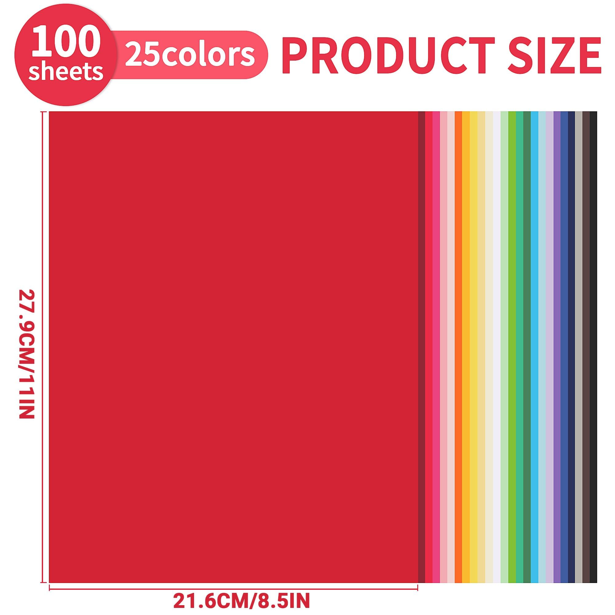 100 Sheets Colored Cardstock 25 Colors - 8.5 X 11 Inches Art Crafts Construction Paper, 92lb/250gsm Heavy Weight Thick Card Stock Paper for Printer, DIY Cards Making, Scrapbooking UAP24MX100