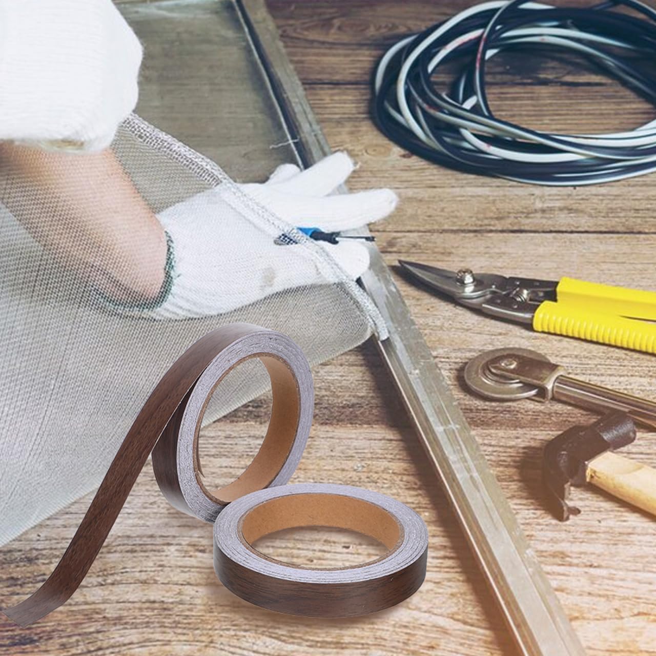 jojofuny 2 Rolls Wood Colored Banding Tape for Furniture Protection DIY Home Decor Easy Installation
