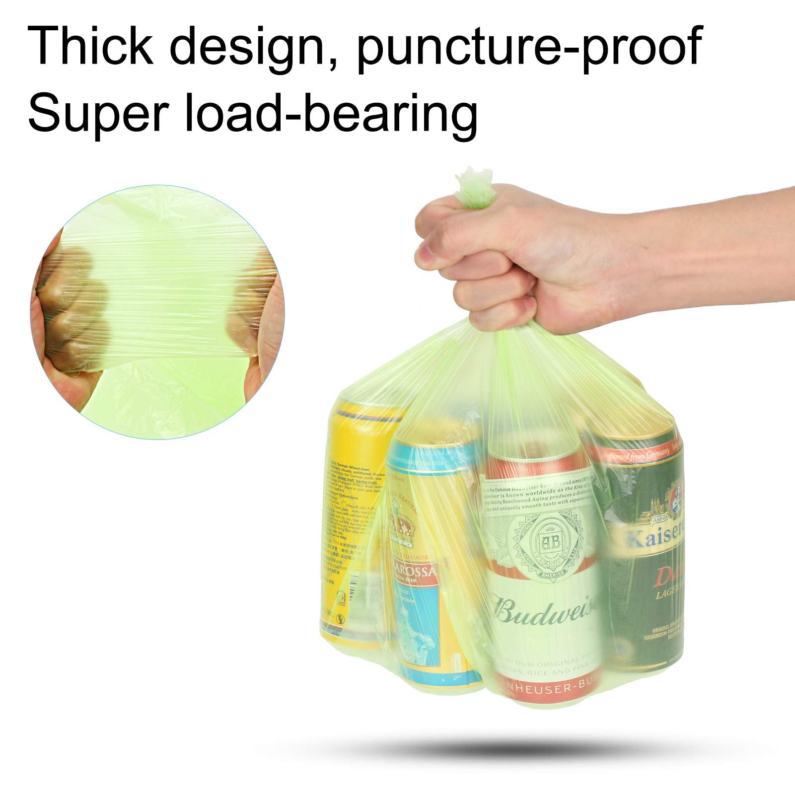 Aievrgad Biodegradable Trash bags 50PCS, 13Gallon/50L large Garbage bags/ For kitchen Bin. Bin Liner/Trash/rubbish Bags, 100% Recycled,Tough, degradable, Compost Bags for Food/household/garden
