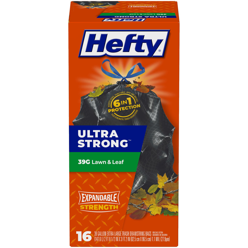 Hefty Ultra Strong Trash Bags (Lawn and Leaf, Drawstring, 39 Gallon, 16 Count)