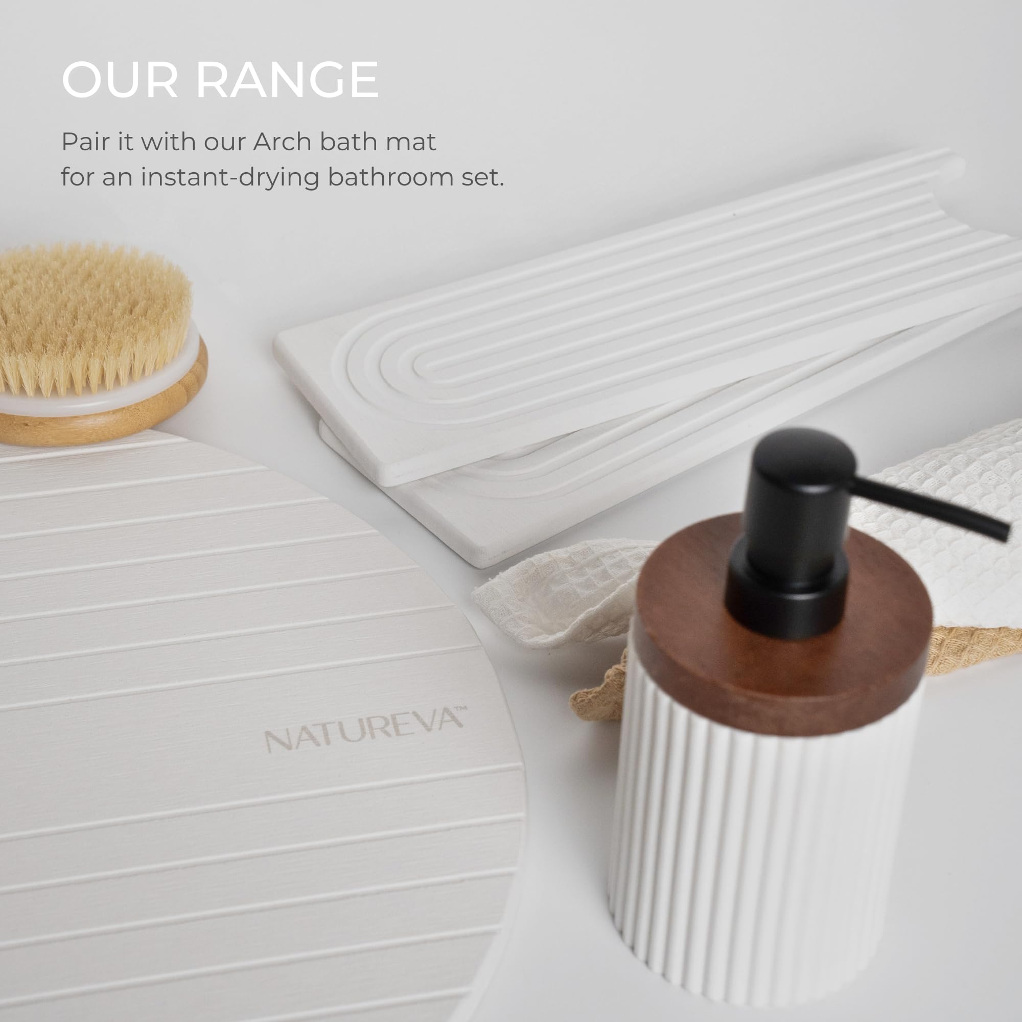 Natureva Home - Stone Faucet Mat | Diatomite Sink Splash Guard | Instant Drying Tray for Kitchen Bathroom Sinks | Made of Diatomaceous Earth | Absorbing Water Instantly | Design Arch | Colour Chalk
