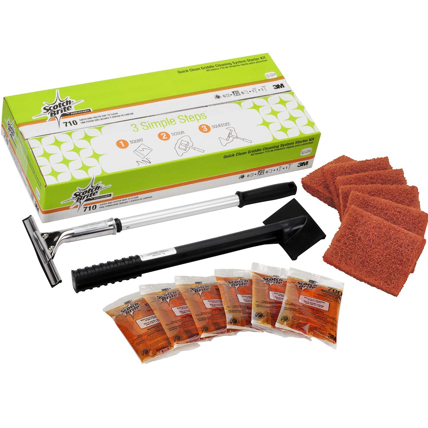 3M Scotch-Brite Griddle Cleaning, Quick Clean Heavy Duty Scour Pad, 4 in x 5.25 in, 6 Pads/Pack, for Baked On Food and Cooking Oils, Use on Hot or Cool Griddle