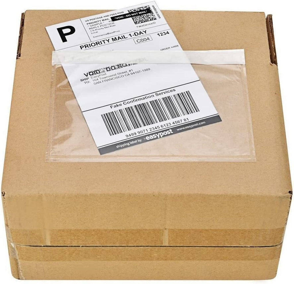 9527 Product 7.5 x 5.5 Clear Adhesive Top Loading Packing List/Shipping Label Envelopes (200 Pack)