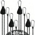 Longer 14ft Adjustable Outdoor Windproof Rope Ratchet Strap Tie Down Straps Small Mini Reflctive Paracord Rope Tent Hanger Grow Light Kayak 5/32" (Black, 4-Pack)