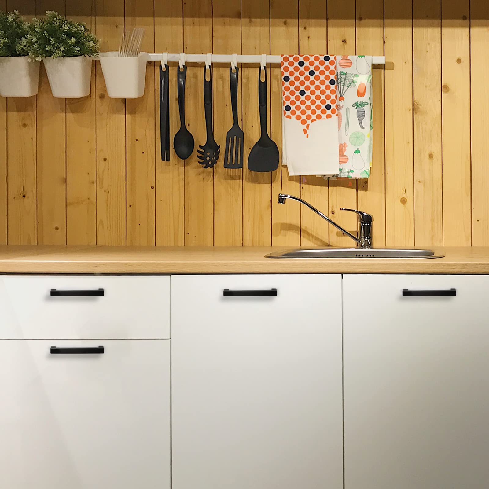 goldenwarm 6 Pack | 3" Cabinet Pulls Cabinet Handle Black Kitchen Handles for Bathroom Drawer Pulls