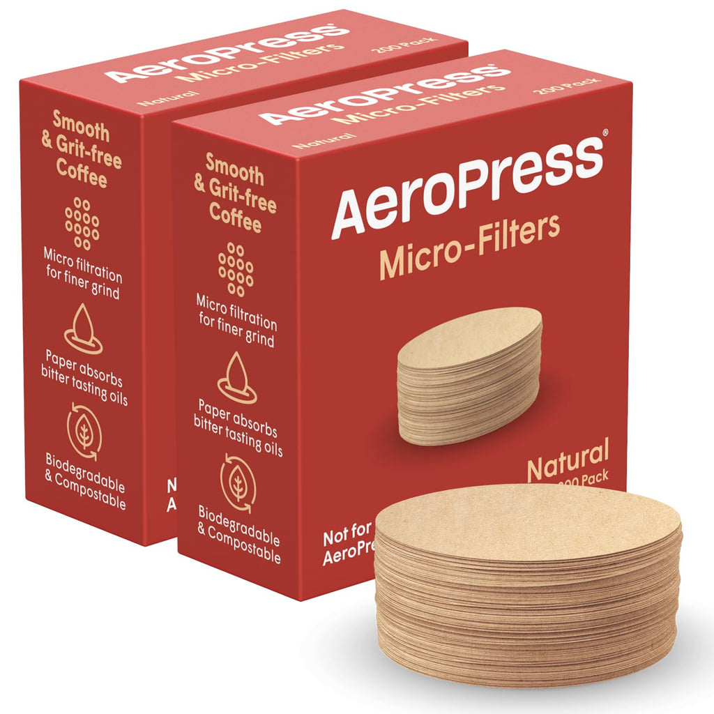 AeroPress Coffee Maker Natural Paper Micro-Filters – Round Replacement Coffee Filters, Unbleached, Compostable Paper Filters, Fits Standard Size AeroPress Coffee Makers, 2 Pack (400 Count)