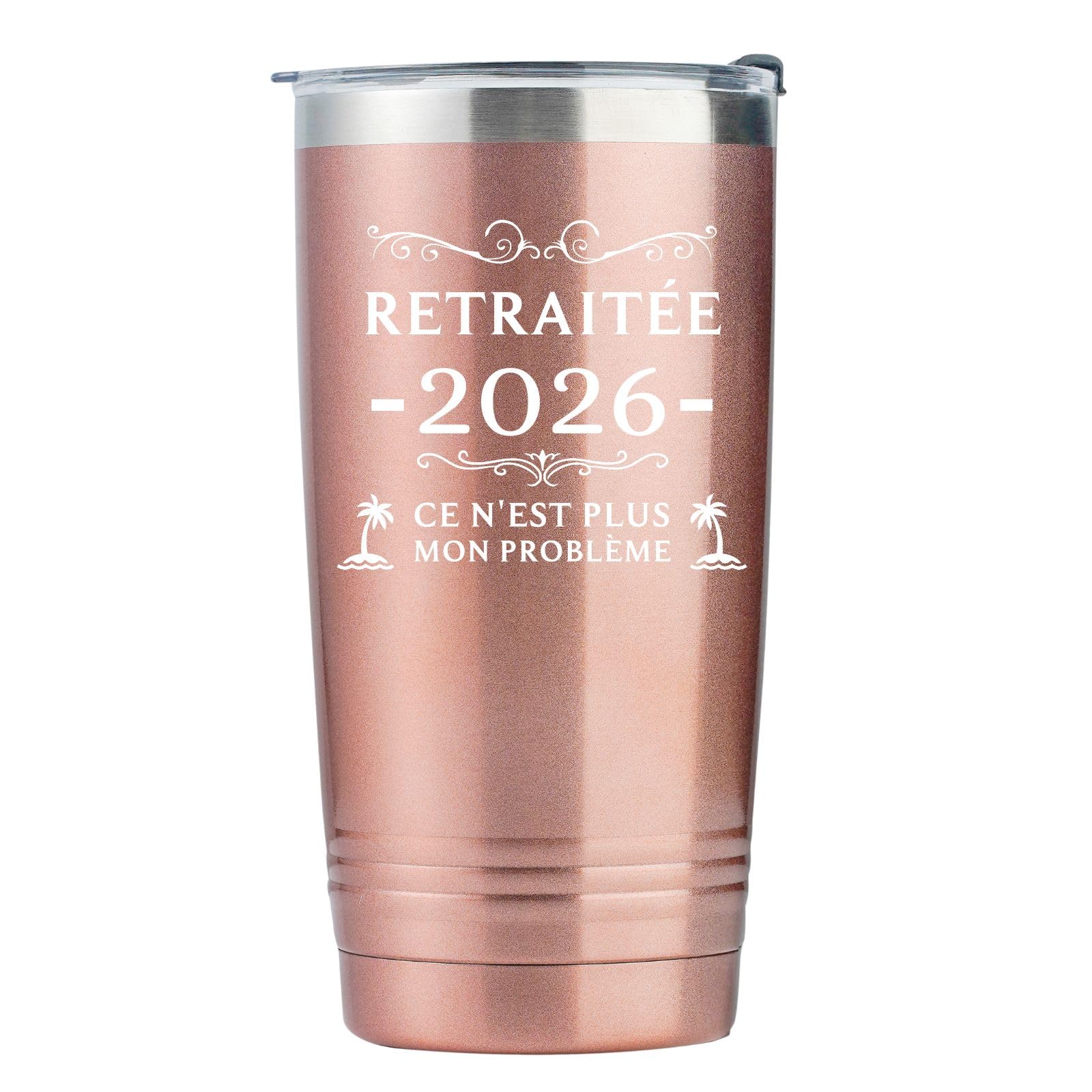 Onebttl Retirement Gifts for Women in French, Insulated 20oz Stainless Steel Travel Tumbler with Lid