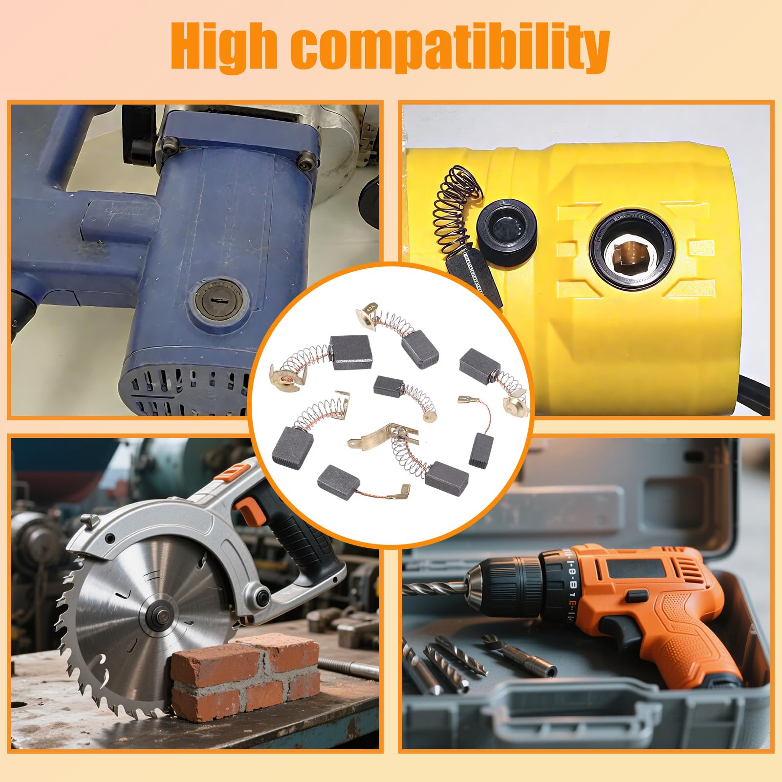69Pcs 23 Sizes Electric Motor Carbon Brushes Motor Brushes Assortment Kit for Replacement Repair Power Tools and Motors Part Such as Electric Hammer Drills, Circular Saws, Angle Grinders