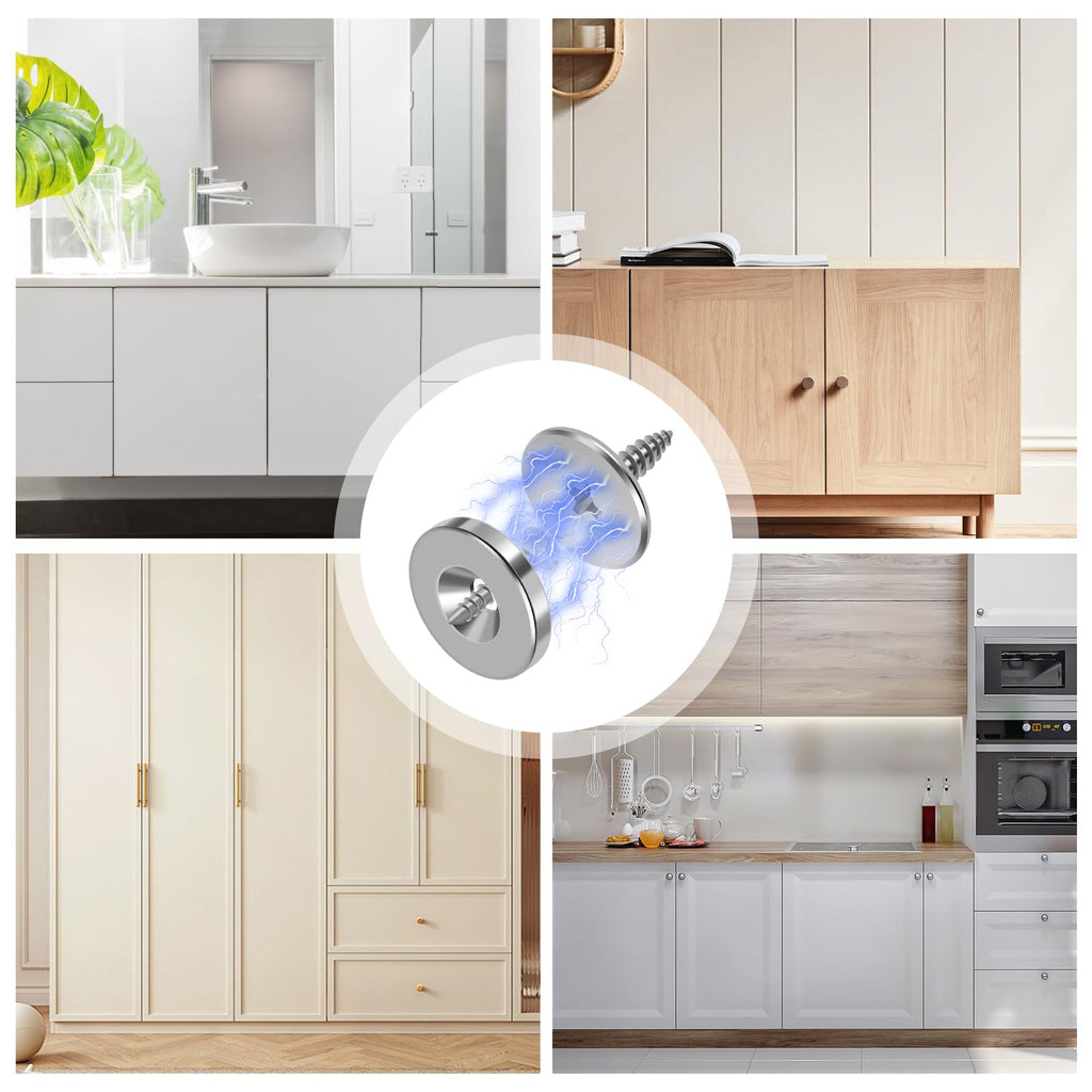 12Pcs Magnetic Door Catch, Metal Ultra Thin Cabinet Magnets Door Closure, Concealed Drawer Closet Door Catch Closer, Hidden Magnetic Door Latch, Furniture Door Magnet Closing Catch