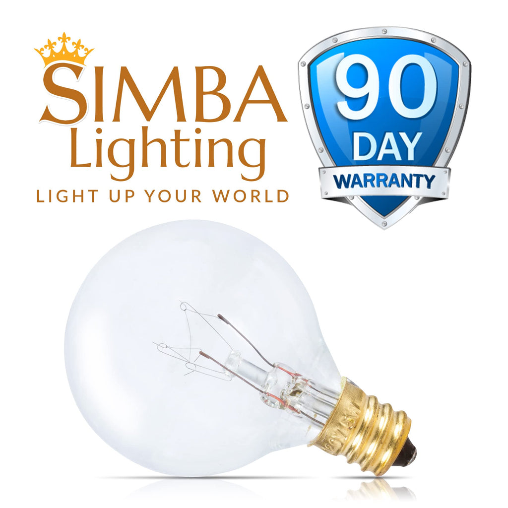 String Light Outdoor Globe G40 Replacement Bulb 5W E12 Candelabra Base C7 Socket by Simba Lighting for Patio, Café, Pergola, Porch, Clear Glass, 5 Watt 110V 120V, 2700K Warm White, Dimmable, 25 Pack