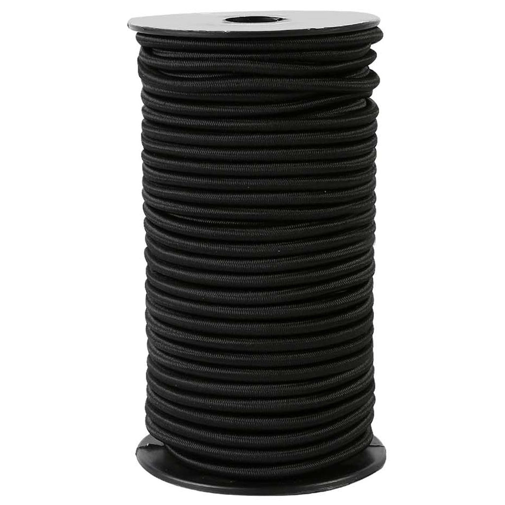 Zakous Strong and Durable Bungee Cord Roll - 3/16" x 100ft Elastic Cord, Kayak Stretch String Rope, Bungee Shock Cords for Repairing Tent Poles, DIY, Tie Downs, Black