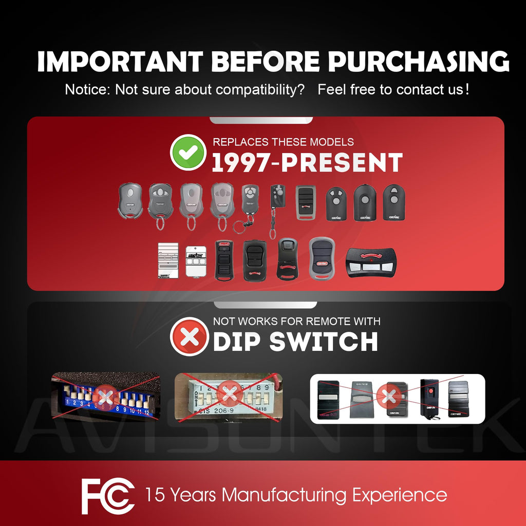 2 for Genie Garage Door Remote G3T-R/G3T-BX/G3T-A IntelliCode【3 Year Warranty】