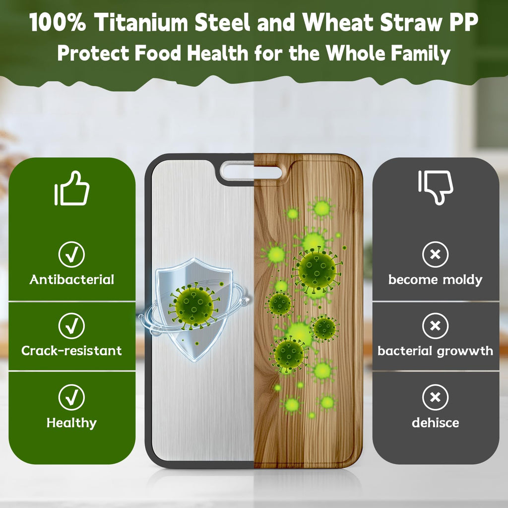 Cutting Board,Titanium Cutting Board, Kitchen Essentials, Cutting Boards for Kitchen, Double Sided Food Grade, Planche a Decouper, Chopping Board and Wheat Straw PP, Easy to Clean Large Size 16”×11”