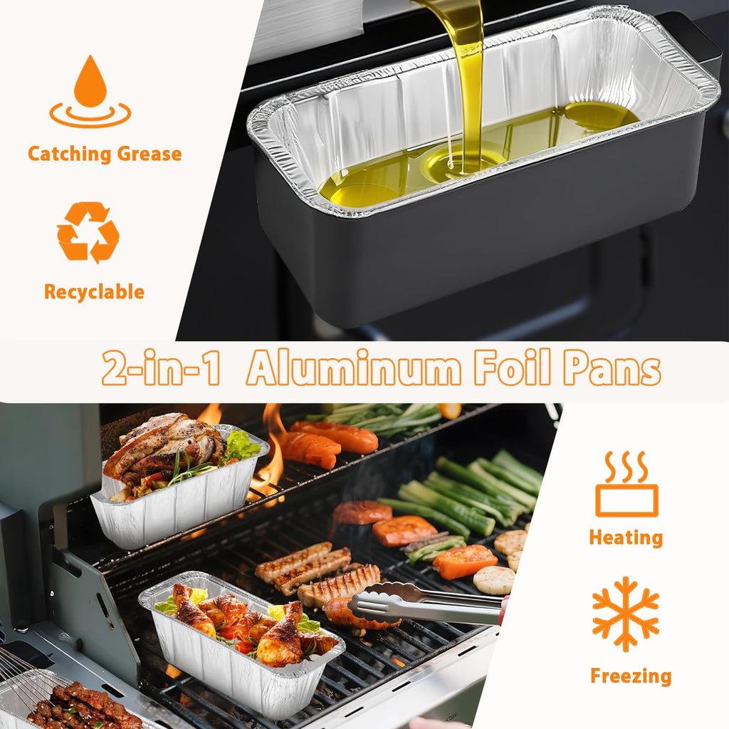 40 Pack Drip Pan Liners for Blackstone Griddle 36" 30" 28" 22" 17", 2 Silicone Brushes, a Small Seasonings Spice Shaker, Aluminum Disposable Grease Catcher Trays,Griddle Accessories for Grilling