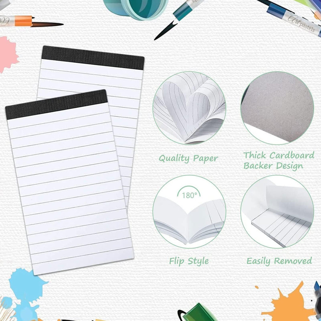 8pcs Mini Brown Black Pocket Notepad Holder Set, Small Notebook Holder with Lined Sheets, Metal Pen and 3 x 5 Inch Memo Book Refills, Lined Paper Per Note Pad