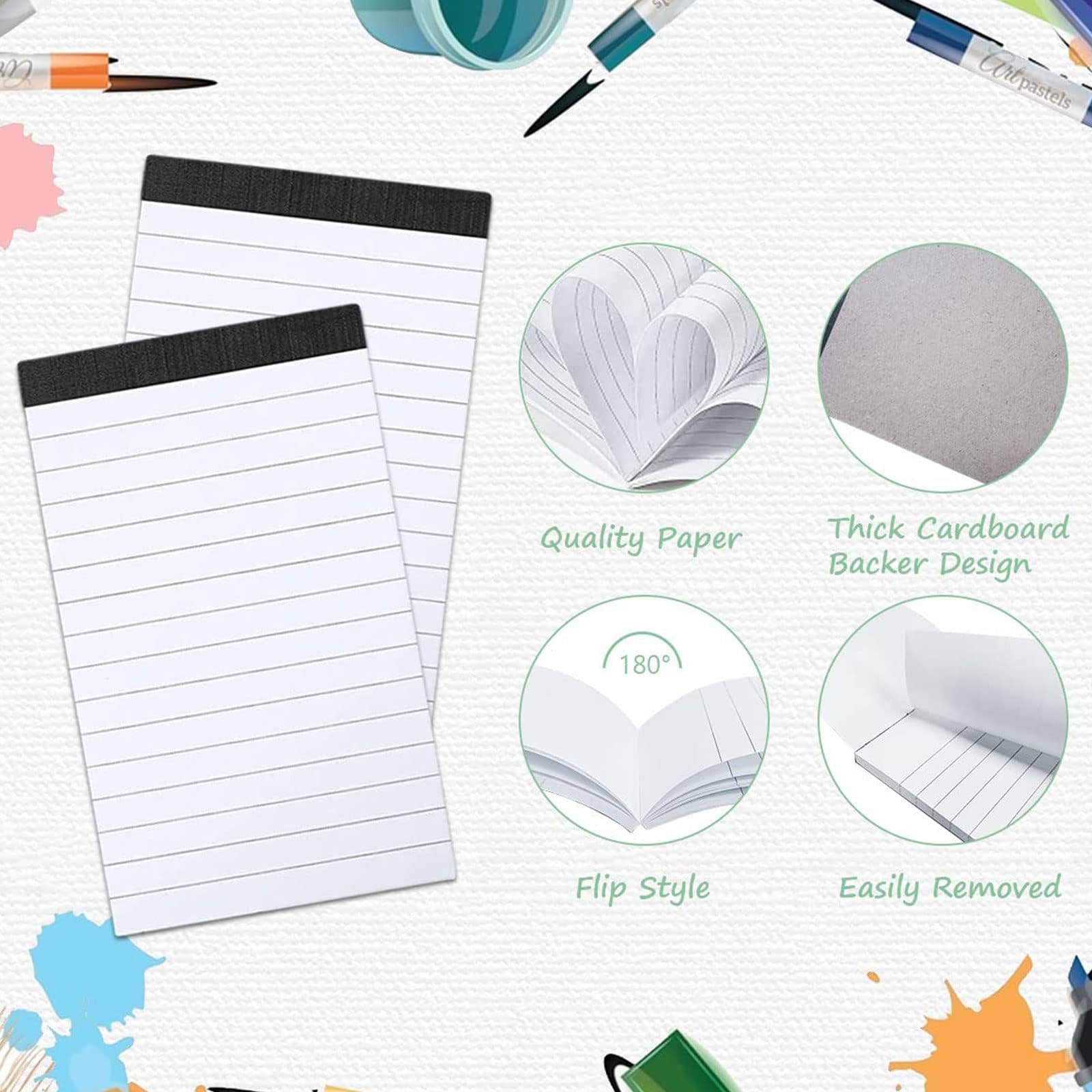 8pcs Mini Brown Black Pocket Notepad Holder Set, Small Notebook Holder with Lined Sheets, Metal Pen and 3 x 5 Inch Memo Book Refills, Lined Paper Per Note Pad